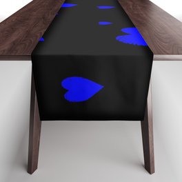 Hand-Drawn Hearts (Blue & Black Pattern) Table Runner