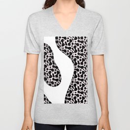 Black & White Color Liquid Wavy Design V Neck T Shirt