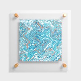 Blue, Orange and White Liquid Swirl Floating Acrylic Print