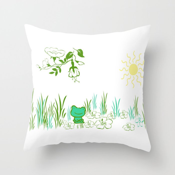 Pete the frog Throw Pillow