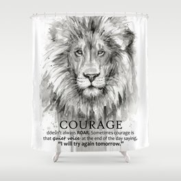 Lion Courage Motivational Quote Watercolor Painting Shower Curtain