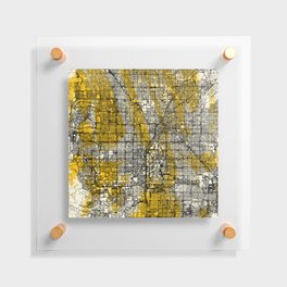 Las Vegas City Map - Yellow Collage Floating Acrylic Print