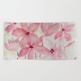 Pink, Mauve and Rose Tone Floral Mix - Watercolor Flower Custom Design Art Beach Towel