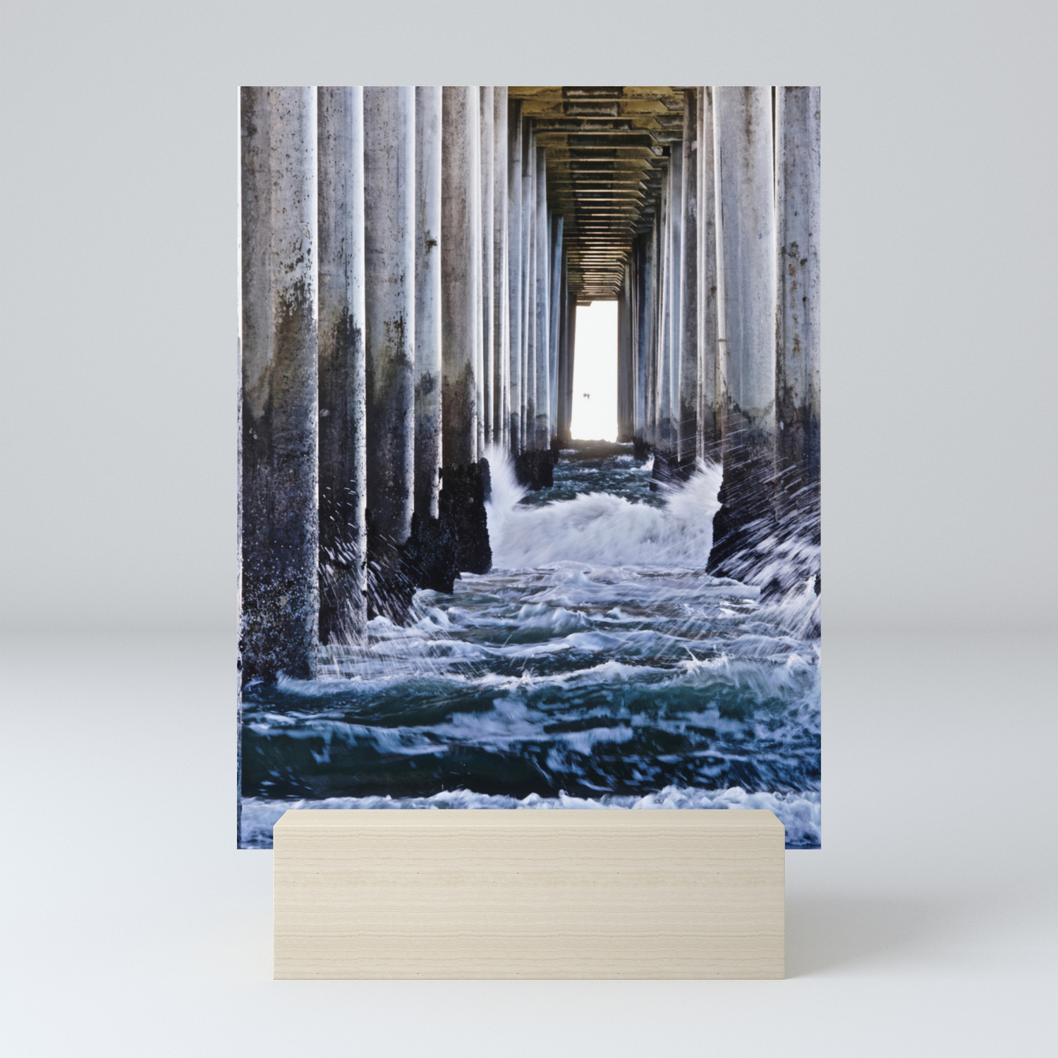 Abstract Low Tide Under Huntington Beach Pier Mini Art Print By