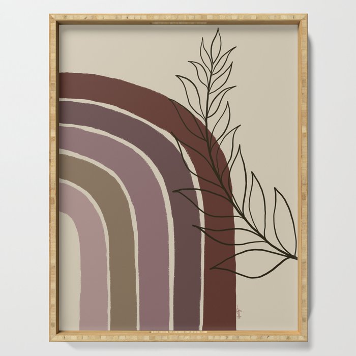 Stem & Rainbow || Neutral Colour Mid-Century Modern Art Print Serving Tray