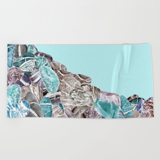 Turquoise Sea Stones Beach Towel