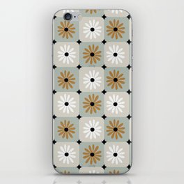 Checkered Daisies – Mint & Ochre iPhone Skin