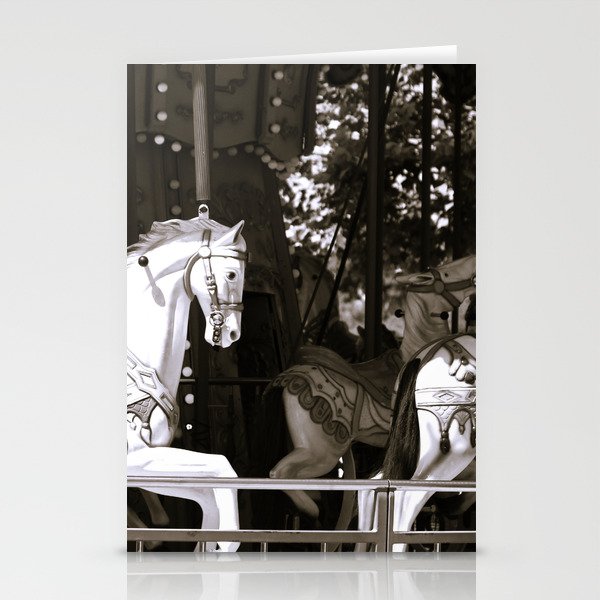 Carousel Horses - B&W Stationery Cards