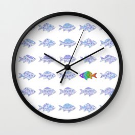 Rainbow Tropical Fish Art - Just Be Yourself Wall Clock