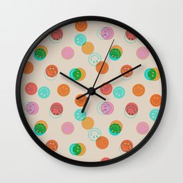 Smiley Face Stamp Print Wall Clock