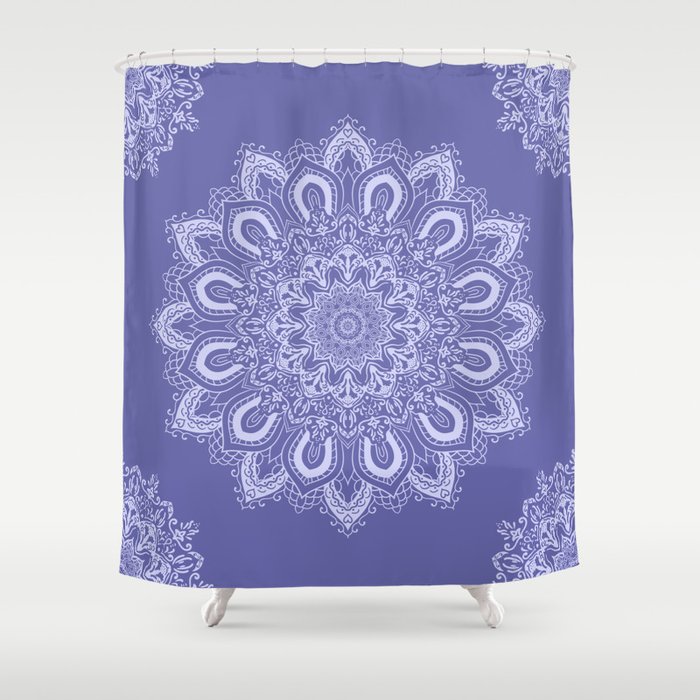 Elegant Periwinkle Purple Blue Boho Mandala Shower Curtain