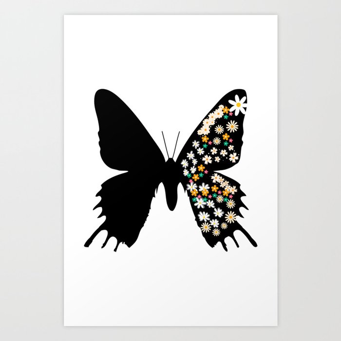 Floral butterfly nature Design Art Print