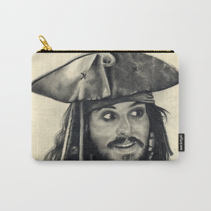 Captain Jack Sparrow ~ Johnny Depp Traditional Portrait Print Carry-All Pouch