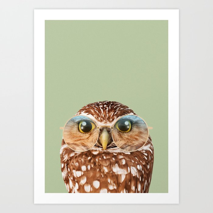 OWL WITH GLASSES Art Print
