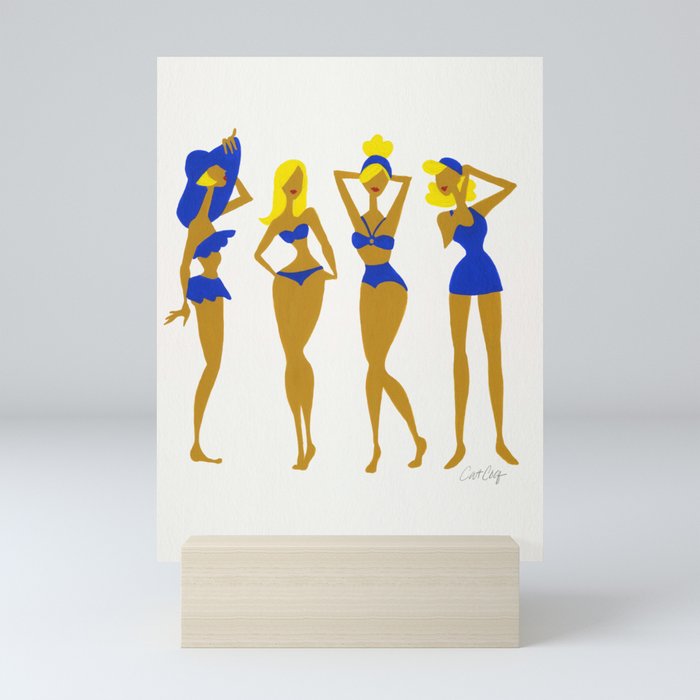 Beach Bombshells – Blondes in Blue Mini Art Print