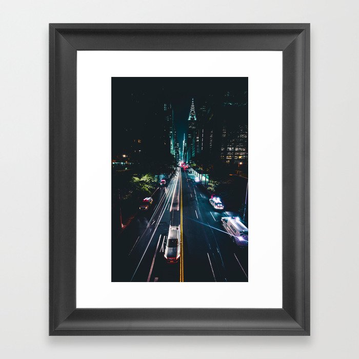 New York City Night Life (Color) Framed Art Print