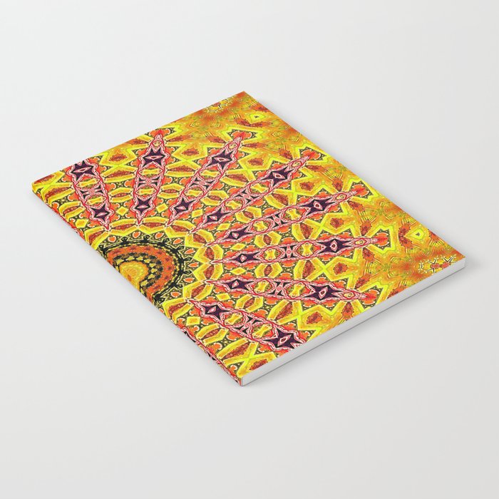 Lovely healing sacred Mandalas in yellow, orange, gold and red with a hint of white Notebook