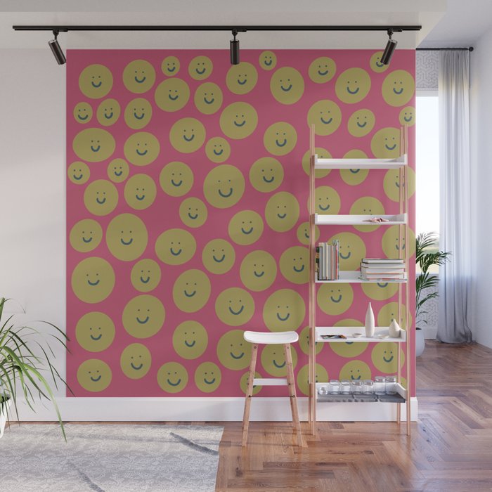 Summer Happy Baby Party - magenta and lime green Wall Mural