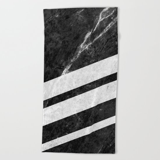 Black Striped Marble Beach Towel