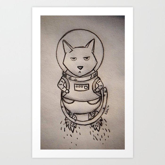 Grumpy Space Cat Art Print