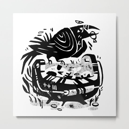 Crow Cauldron Metal Print