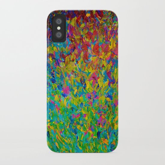 RAINBOW FIELDS - Colorful Abstract Acrylic Painting Ocean Waves Blue Teal Magenta Nature Fine Art iPhone Case