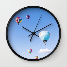 Joyful Skies Wall Clock | Digital, Happy, Colorful, Balloons, Joy, Aircraft, 2022, Color, Hotairballoons, Pilots 