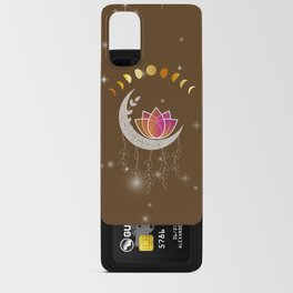 Moon dreamcatcher with pink lotus and leaves Android Card Case