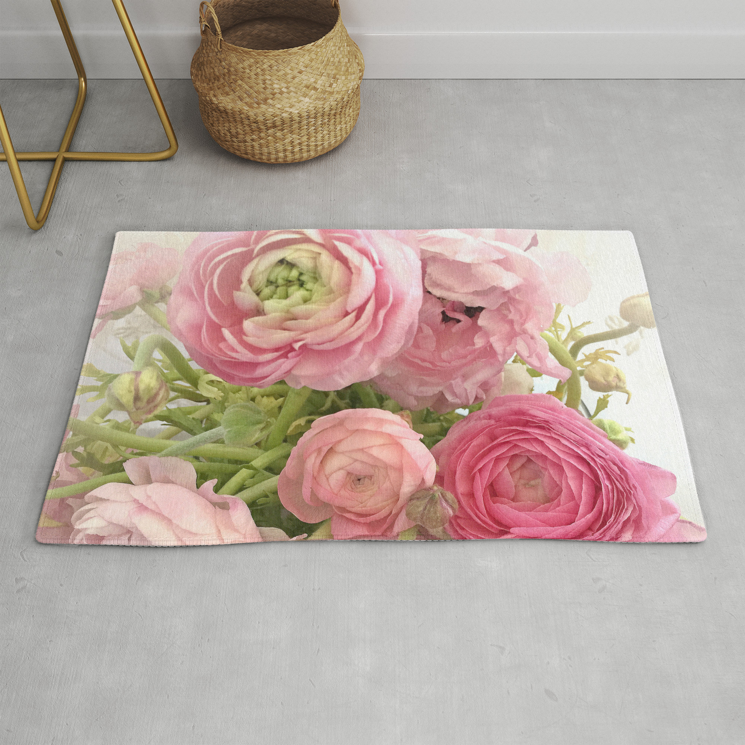 Shabby Chic Cottage Ranunculus Peonies Roses Floral Print Home