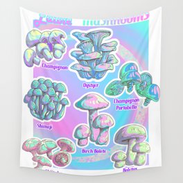 Vaperwave Botanical Mushrooms  Wall Tapestry