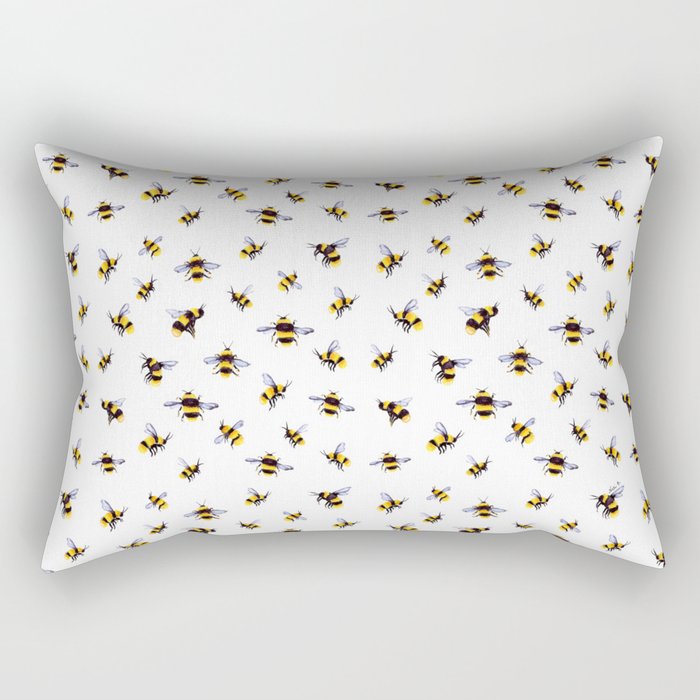 Bumblee Bee Watercolor Pattern Rectangular Pillow