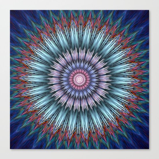 groovy bloom in blue, pink, orange and turquoise Canvas Print