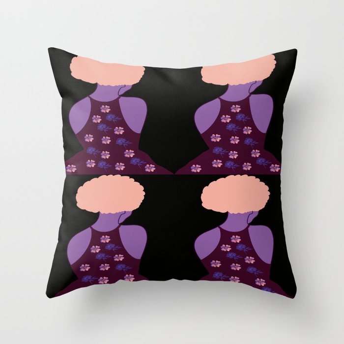 Woman At The Meadow Vintage Dark Style Pattern 42 Throw Pillow