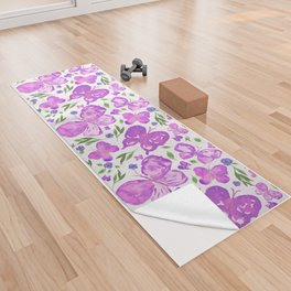Watercolor Butterflies 3. violet Yoga Towel