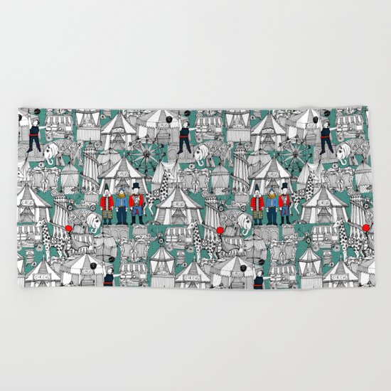 retro circus Beach Towel