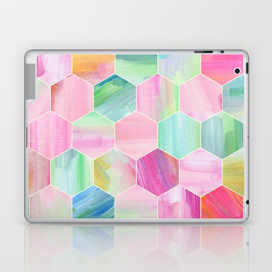 Pretty Pastel Hexagon Pattern in Oil Paint Laptop & iPad Skin