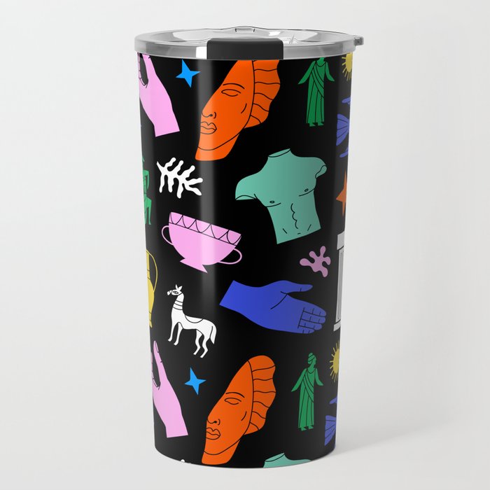 Ancient greek statue and classic vintage monument seamless pattern Travel Mug
