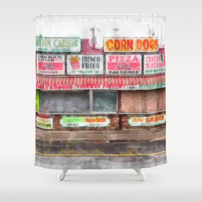 Big Steve S Italian Sausage Hampton Beach Boardwalk Shower Curtain
