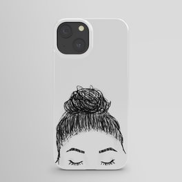 messy girl bun iPhone Case