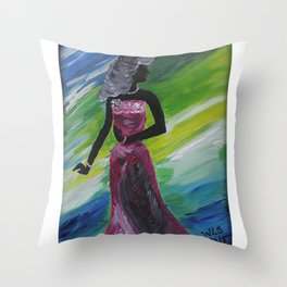 Lady In Red Dress Throw Pillow