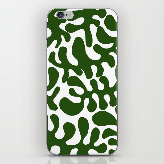Green Matisse cut outs seaweed pattern on white background iPhone Skin