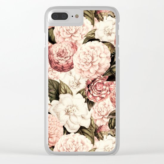 Vintage & Shabby floral camellia flowers watercolor pattern Clear iPhone Case