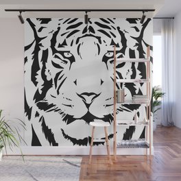 Black and white tiger head close up Wall Mural
