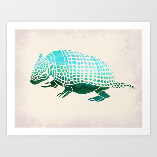 Watercolor Armadillo Art Print