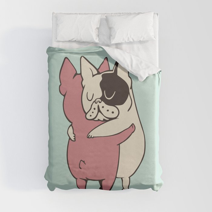 French Bulldog Hugs Duvet Cover by Huebucket Society6