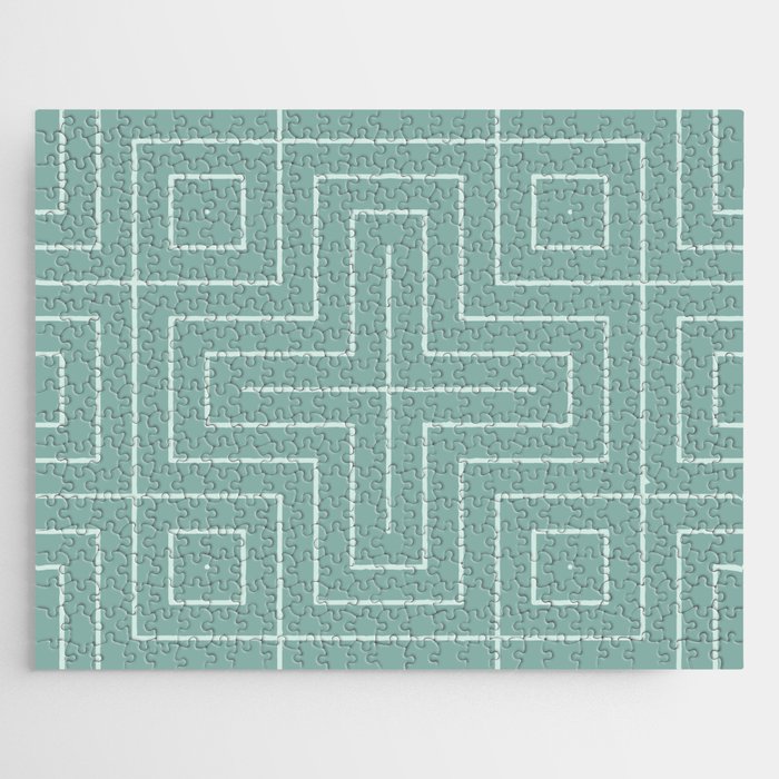 Plus Mid Century Modern Abstract - Sage Green Jigsaw Puzzle