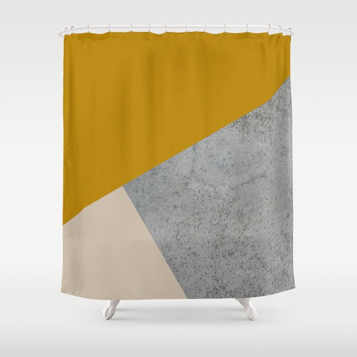 Mustard Nude Gray Geometric Color Block Shower Curtain By