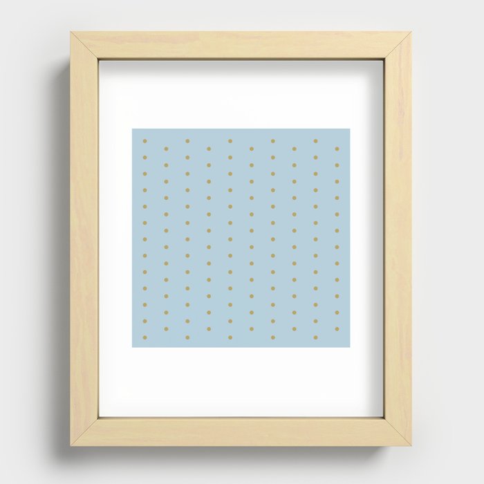 Classic Polka Dot_ Golden Light Blue Pastel Grey Blue Recessed Framed Print