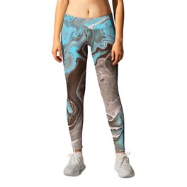 Back in the Blue Bayou Leggings | Chelle, Bayou, Abstract, Sinz, Blue, Tan, Mountain, Contemporary, Acrylic, Painting 