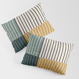 Color Block Line Abstract VIII Pillow Sham | Yellow, Modern, Retro, Mid Century Modern, Boho, Midcentury, Nature, Minimalist, Stripes, Sleek 